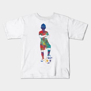 Soccer player little boy with ball Kids T-Shirt
